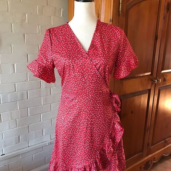 Wrap mini dress red NWOT - Picture 6 of 10